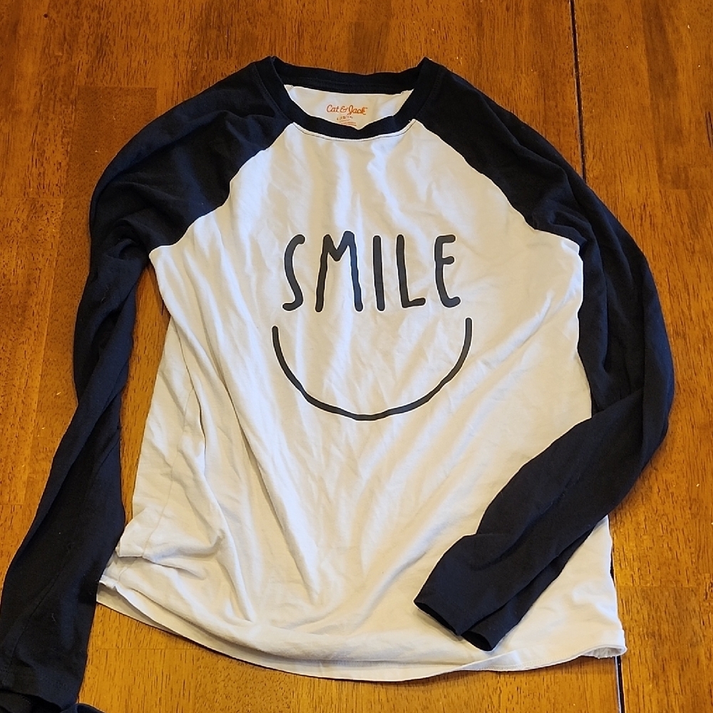 Cat & Jack Kids' White and Black Smile Raglan Shirt